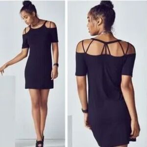Fabletics Sunburst Black Strappy Mini Dress Small